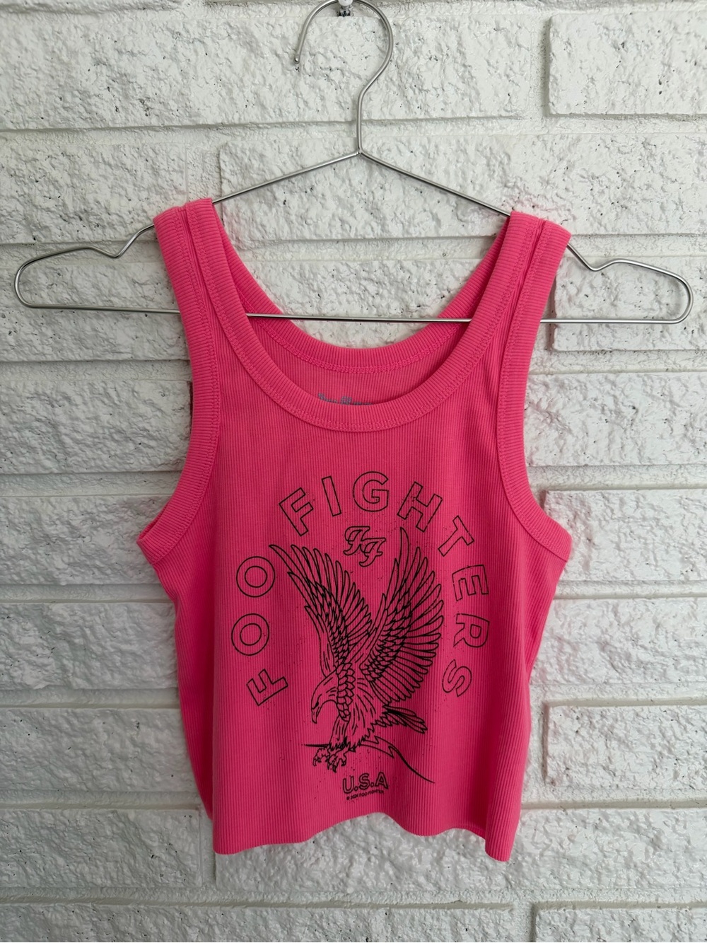 Rowdy Sprout Foo Fighters Hot Pink Graphic Ribbed Tank